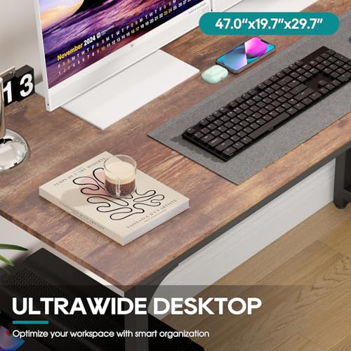 BestOffice Computer Desk,Home Office Desk, Modern Simple Style for Home Office Study Writing (Brown, 47 Inch) - color: Brown, size: 47 Inch