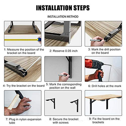 WALMANN 24" Folding Shelf Brackets, Heavy Duty Collapsible Brackets for Shelves Wall Mounted Hinges Space Saving Folding Bracket for Table Bench - size: 24 Inch