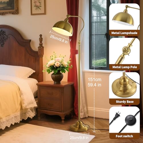 Bright Reading Floor Lamp with Remote and Bluetooth Dimming - color: Gold Remote Dimming
