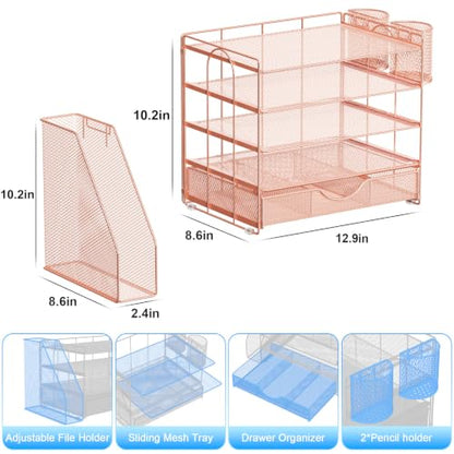 gianotter 5-Tier Desk Organizer with Drawers and File Holders - color: Rose Gold, size: 5T