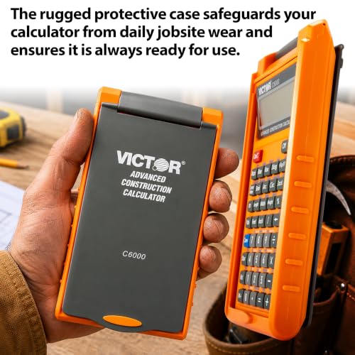 Victor C6000 Advanced Construction Calculator with Protective Case Displays in Fractional or Dimensional Forms Perfect for Carpenters, Renovators,Builders, Contractors, Estimators