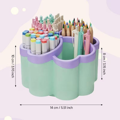 Pen Holder Desk Organizer,360°Rotating Pencil Pen Holder,Large Capacity Desk Storage for Office Home Supplies,Green - color: green