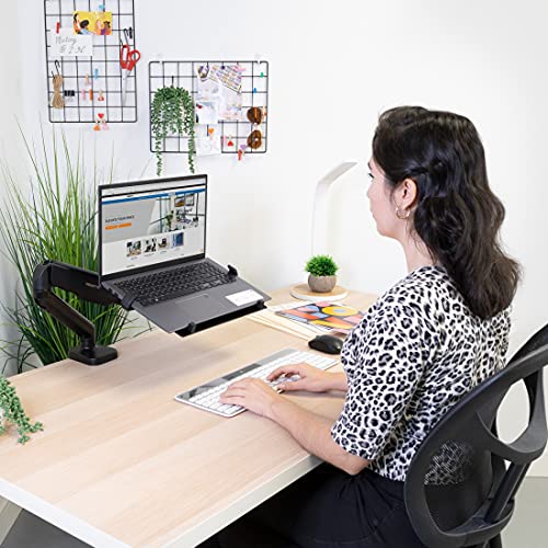 Mount-It! Laptop Tray for Monitor Arm, VESA Laptop Mount Tray for 75x75 & 100x100 Monitor Arms, Ventilated Steel Notebook Holder with Adjustable Clips, Fits Laptops up to 16.5" Wide