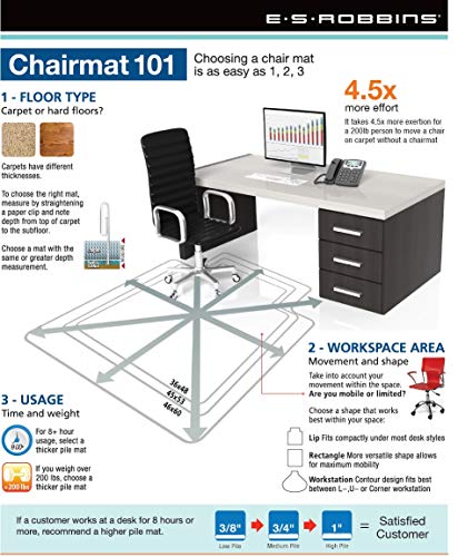 ES Robbins 120433 Carpet Chair Mat 60"x48" - size: 60"x48"