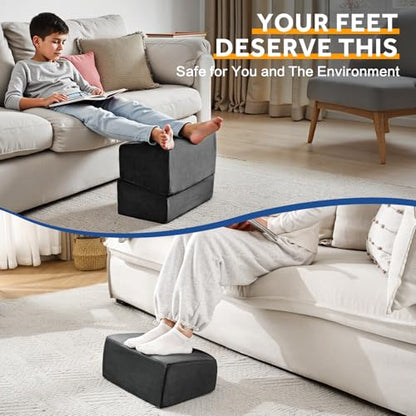 Foot Rest for Under Desk at Work, Adjustable Footrest for Office Chair & Gaming Chair,Ergonomic Footrest Pillow Desk Foot Stool with Washable Cover for Home, Airplane, Travel (Black)
