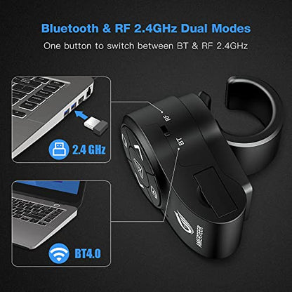 AMERTEER Bluetooth Wireless Presentation clicker for PowerPoint presentations, RF 2.4GHz Finger Ring Remote, PPT Slides Rechargeable - size: BT