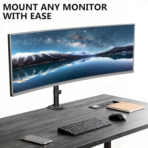 WALI Heavy Duty Single Monitor Arm Desk Mount for 13-49 Inch Screens, Ultrawide Monitor Stand with Full Motion Tilt, Swivel, Rotation, Holds up to 44 lbs, C-Clamp Mount for VESA 75/100mm,(M001S) - size: 13"-49", style: Single