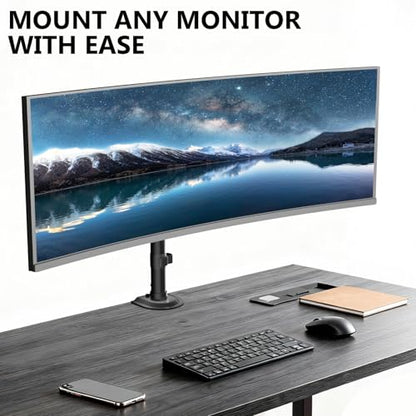 WALI Heavy Duty Single Monitor Arm Desk Mount for 13-49 Inch Screens, Ultrawide Monitor Stand with Full Motion Tilt, Swivel, Rotation, Holds up to 44 lbs, C-Clamp Mount for VESA 75/100mm,(M001S) - size: 13"-49", style: Single