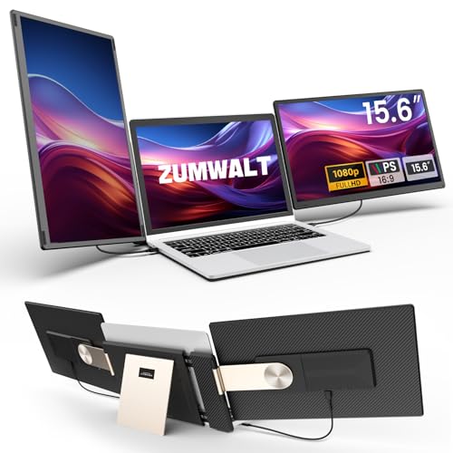 15.6" Laptop Screen Extender, 1080P FHD Detachable Laptop Monitor Extender | 235° Rotating Dual Monitor for Laptop, Plug & Play Triple Screen, For 13"-17.3" Laptop, Compatible for Mac/Window/Android/Dex - color: Midnight Black