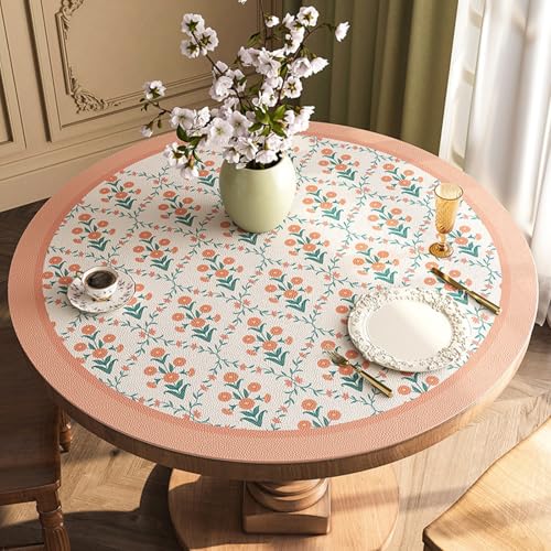 Retro Round Table Cover Protector, Waterproof PU Leather Table Mat Tablecloth Pad for Dining Coffee Table Writing Desk(C,50cm(20in)) - color: C, size: 50cm(20in)