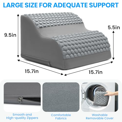 Foot Rest for Under Desk with Massage Dots, 3-Tier Foot Stool, Grey | High-Density Foam Footrest, Washable Cover, Ergonomic Leg Elevation, for Home Office Gaming Chair & Sofa, Supports Posture - color: Dark Grey