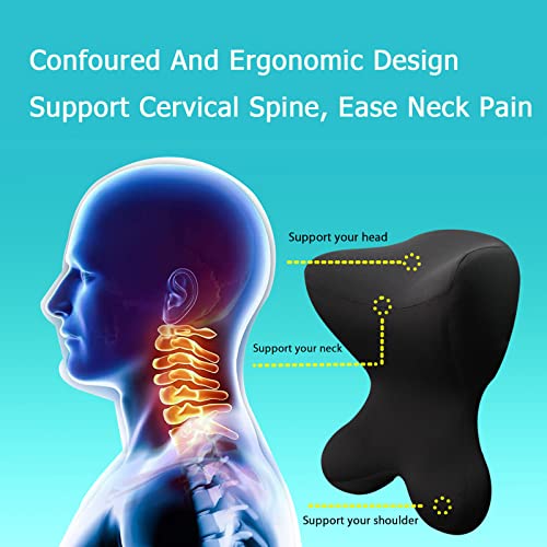 Car Neck Pillow for Driving Seat Car headrest Pillow/Gaming Chair Pillow with Adjustable Strap Removable Cover Ergonomic Design Neck Support Pillow for auto, Office Chair, Gaming Chair(Black) - color: Neck Black