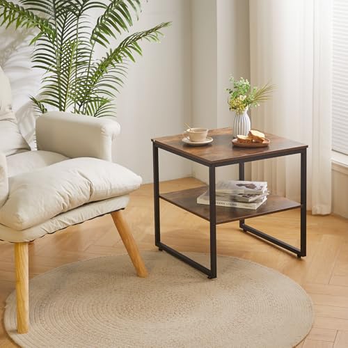 Aibiju Small Table Stand 20 Inch, Multi-Functional Side & Printer Accent Table with Storage Shelf, Rustic Brown YD-TM153H - color: Rustic Brown, style: Basic