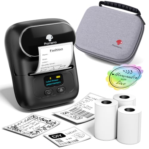 Phomemo M110 Label Maker with 3 Tapes and Bag, Portable Thermal Printer - color: Black