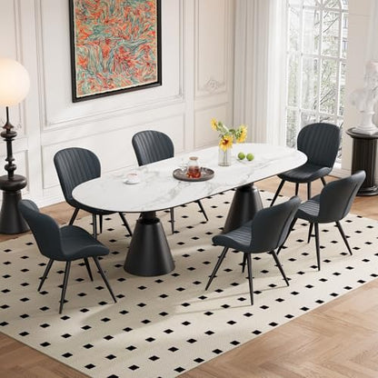 Dining Chairs Set of 6 Modern Fabric Dining Room Chairs Upholstered Dining Chairs with Thick Cushions Metal Legs Armless Back Chair for Kitchen and Living Room Charcoal Gray - color: Charcoal Gray (Fabric), size: Set of 6