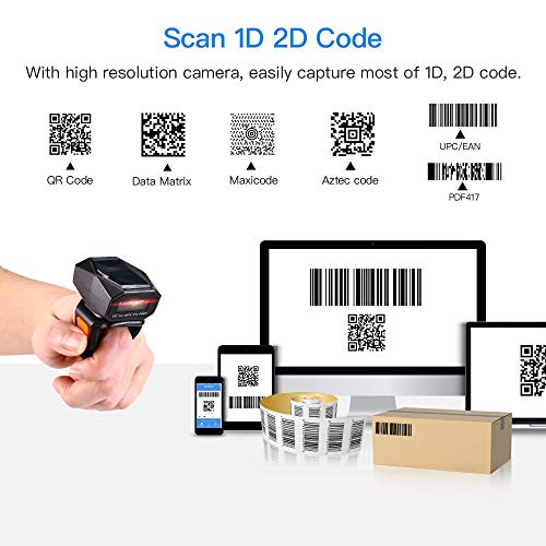 Eyoyo Mini Wearable 2D 1D QR Bluetooth Finger Ring Barcode Scanner - color: Orange