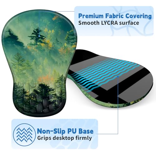YIWEI Ergonomic Mouse Pad with Wrist Rest for Carpal Tunnel Pain Relief - color: Forest