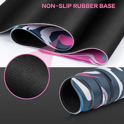 Rcege Large Gaming Mouse Pad Extended Desk Mat with Non Slip Stitched Edge - color: Abstract Purple, size: 31.5L x 15.8W inches