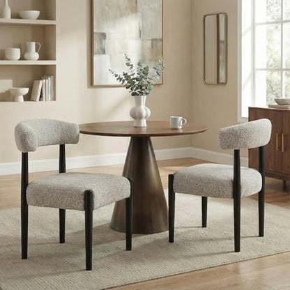 VKNOW Wooden Dining Chairs Set of 2 with Black Wood Legs, Curved Backrest - color: Brown(black Legs), size: Set of 2