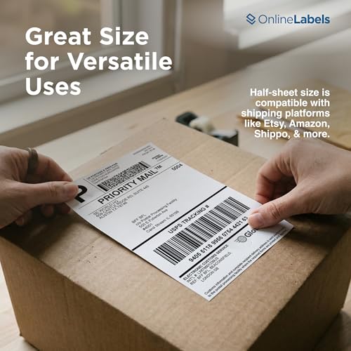 OnlineLabels 8.5" x 5.5" Labels - Weatherproof Polyester - 10 Sheets - size: 10 Sheet Pack