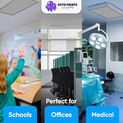 Fluorescent Light Covers for Ceiling Lights Classroom Magnetic Gray 4pk - color: Gray
