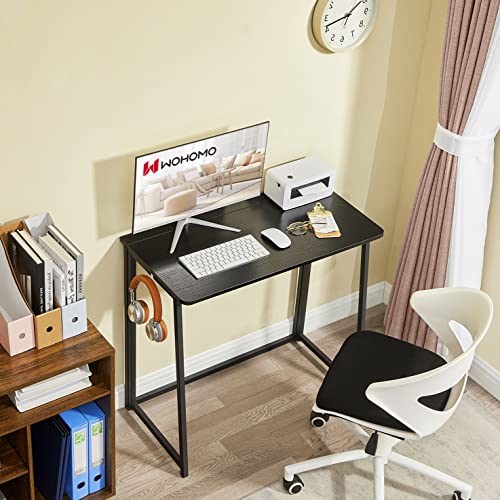 WOHOMO Folding Desk, 31.5" Foldable Computer Table for Small Spaces, Black - color: Black, size: Small Size:31.5 x 15.7