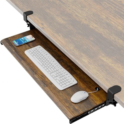 Keyboard Tray Under Desk Pull Out with Extra Sturdy C Clamp Mount System, 32.8 (38 inch Including Clamps) x 12 Inch Slide-Out Platform Computer Drawer for Typing Vintage AX01WG202 - color: Vintage, size: 38"x 12”Keyboard Tray