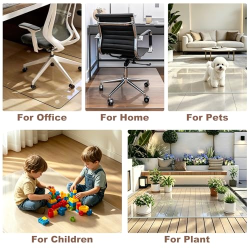 Clear Chair Mat for Hard Floors, 36 x 48 PVC Desk Mat | Clear PVC chair mat protects hard floors from rolling chair casters; suitable for hardwood, tile, laminate and vinyl