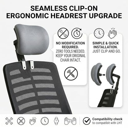Office Chair with headrest, Office Chair Headrest Attachment, Ergonomic Mesh No-Drill Easy Install Adjustable Height & Angle, M - color: M