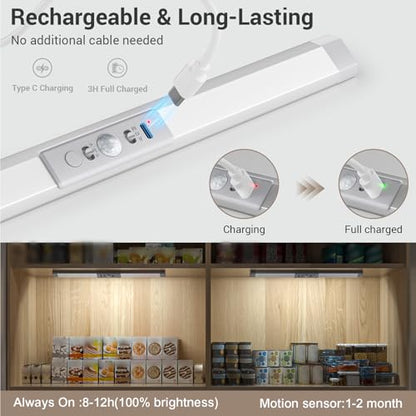 WOBANE Motion Sensor LED Closet Lights, Battery Operated Wardrobe Lighting - size: 2Pack
