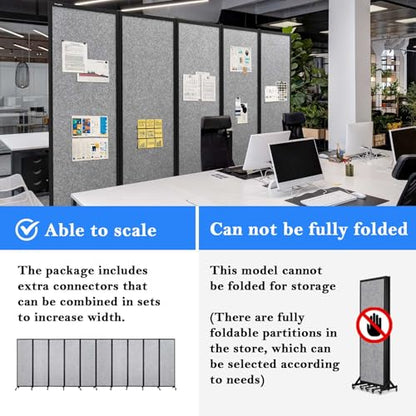 Room Partition 2.0 Upgrade Version,10'6"L* 6'7"H,5 Panel,Light Grey - color: Light Grey, size: 5
