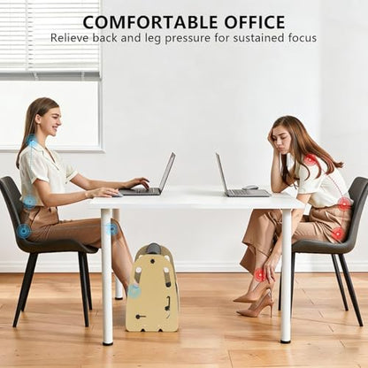 Under Desk Foot Rest,Massage & Leather Pads,3 Height Levels-Green - color: Green