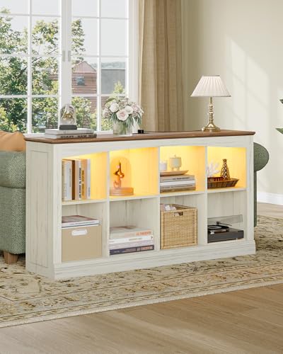 Hzuaneri 2 Tier Wood Cube Bookshelf, 8 Cube Storage Organizer - size: 11.9"D x 55.1"W x 29.9"H