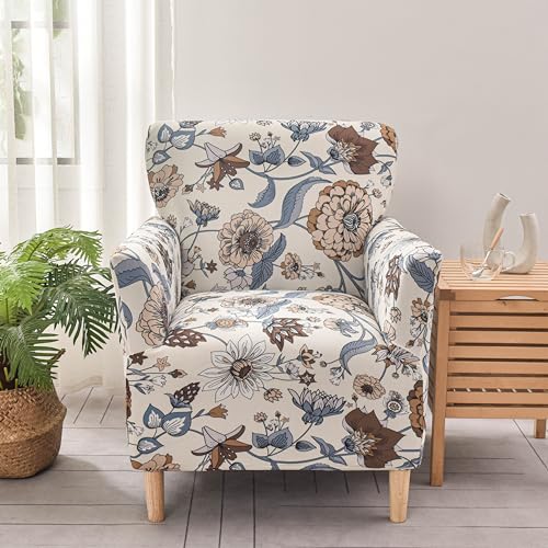 LiveGo Stretch Mid Century Modern Armchair Slipcover 1-Piece Jacquard Accent Chair Covers with Arms Soft Waterproof Chair Slipcovers for Living Room Furniture Protector Office (Color J) - color: Color J