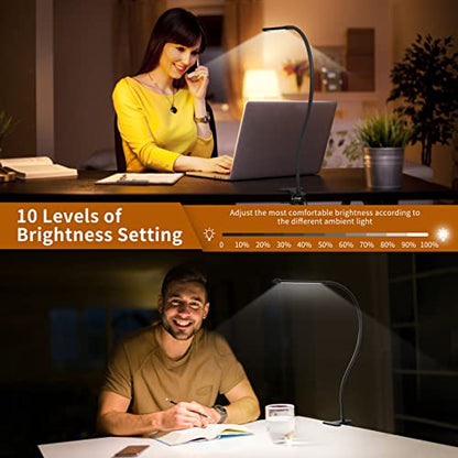 iZELL LED Desk Lamp for Home Office with Clamp [77 LEDs Light 3 Color Modes & 10 Brightness Levels] Flexible Gooseneck Book Lights, Easy Clip on Reading Headboard - style: 1 LED Lamp
