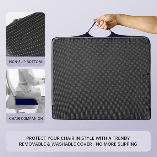 Wheelchair Seat Cushion, Navy, 4'' Thick Memory Foam & Gel - color: Navy