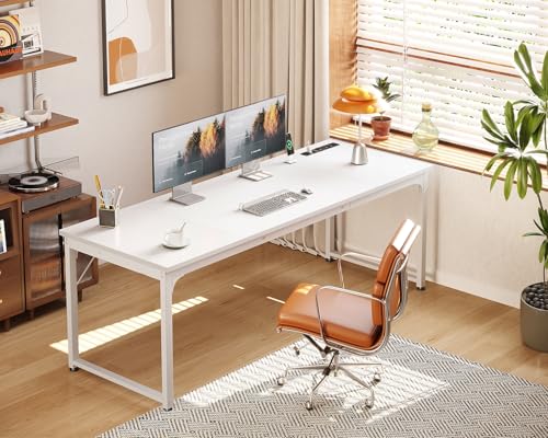 Coleshome 71 Inch Computer Desk with USB Ports, Large Office Desk, Long Study Student Writing Desk, White - color: White, size: 71 Inches