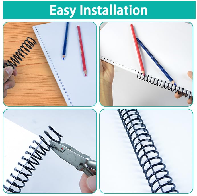 Rayson 25.4mm Plastic Spiral Coil Binding 3:1 Pitch, 1 inch, 210 Sheets Capacity Black Coil Binding Spines - Versatile for Office and Educational Tasks, Pack of 50 - size: 1" (210 Sheets Capacity)