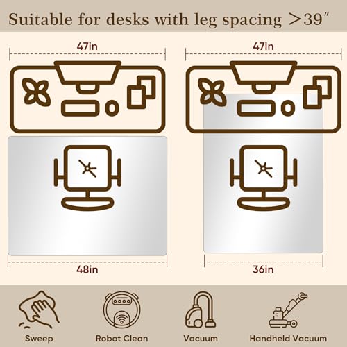 Tempered Glass Chair Mat for Hardwood Floor & Low Pile Carpet, 36" x 48" Heavy Duty Office Chair Mat with Non-Slip Pads, Scratch Resistant Floor Protector for Home Office - size: 36" x 48"