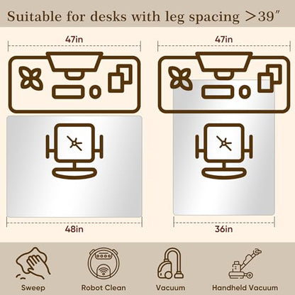 Tempered Glass Chair Mat for Hardwood Floor & Low Pile Carpet, 36" x 48" Heavy Duty Office Chair Mat with Non-Slip Pads, Scratch Resistant Floor Protector for Home Office - size: 36" x 48"