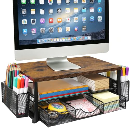 Office Desk Accessories, Monitor Riser Computer Stand, Storage Desk Shelf for Desktop Organizing