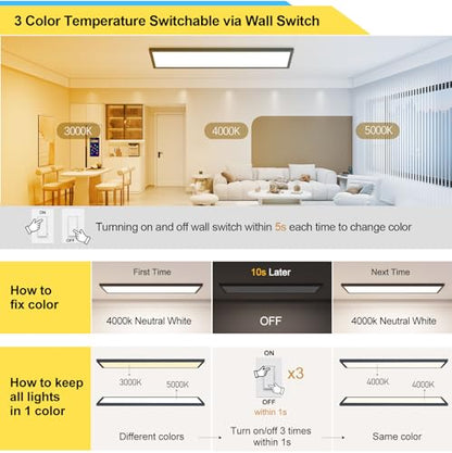 AIKVSXER 2 Pack 1x4 LED Flat Panel Light Surface Mount Black, 5500LM 50W - color: Black, size: 1x4FT 2PACK