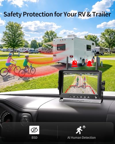 Wireless Backup Camera for Rvs 1080P, BSD Alert, AI Detection, 6X Zoom