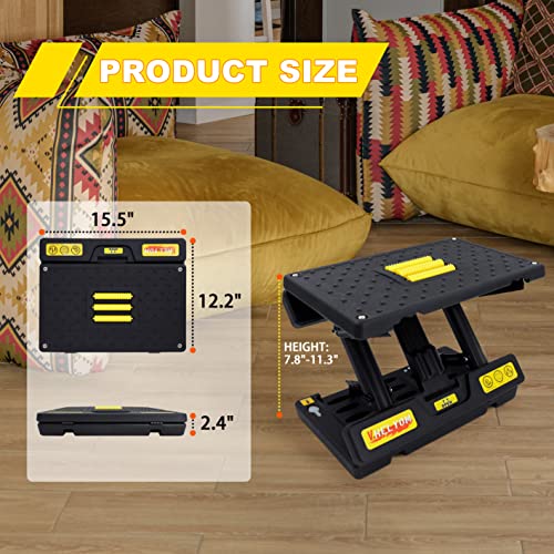 footrest for Under Desk at Work, Massage and Soft Cushion, for Multi-Scene | 4-section height adjustable, foldable, ergonomic footrest, metal frame (Yellow) - color: Soft Cushion- Yellow