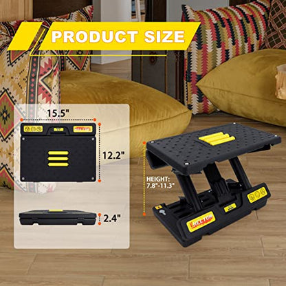 footrest for Under Desk at Work, Massage and Soft Cushion, for Multi-Scene | 4-section height adjustable, foldable, ergonomic footrest, metal frame (Yellow) - color: Soft Cushion- Yellow