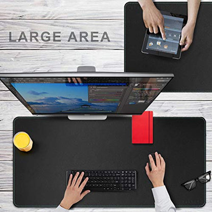 CENNBIE Leather Desk mat Protecter 47.2X19.6in Super Large(Black) - color: Black, size: 19.6" x 47.2"
