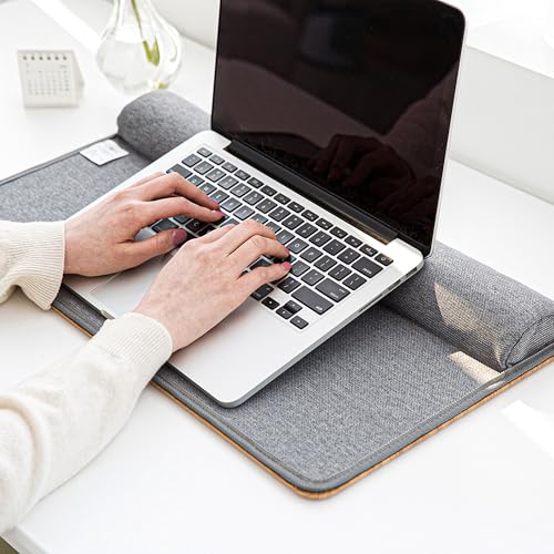 Lap Desk with Soft Cushion and Wrist Rest – Portable Laptop Desk for Bed, Couch & Home Office, Removable Mouse Pad & Anti-Slip Strip for 17 inch Laptop (Large, Wood Pattern) - size: Large