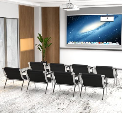 Kinsuite 1-seat Waiting Room Chairs - 6pcs Office Reception Chairs for Salon Barber Bench Airport Bank Hall PU Leather, Black - size: 1-seat*6