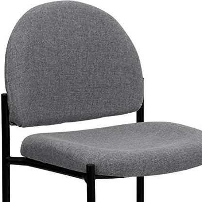 EMMA + OLIVER Gray Fabric Stackable Steel Side Reception Chair - color: Gray Fabric