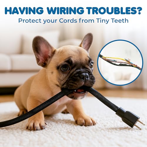 SunGrow Pet Cord Protector, 1/2 Inch Wire Loom Tubing Cable Sleeve, Dog, Cat, Ferret Wire Split Sleeve, Cable Protector Tubing, Restricts Chewing, Polyester Cable Management Sleeve, 10 Feet